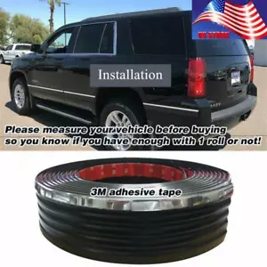 315'' Black Chrome Pickup Truck Door Bumper Side Body Trim Guard Protector Roll - Bild 1 von 11