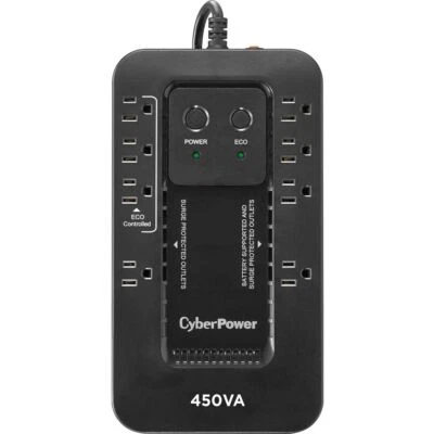 CyberPower EC450G 4+4 Outlets ECO Compact UPS System 450VA 260W 5FT Cord BLACK - Image 1 of 4