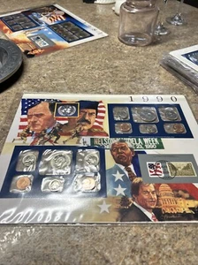 1990 US Mint Uncirculated Coin Set Stamps Original Sheet  - Picture 1 of 6