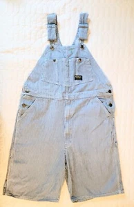 Vintage OshKosh Adult Overalls Shorts Striped Blue Size 40 Railroad Vestbak 90s - Picture 1 of 6