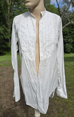 CAMISA DE ALGODÓN BLANCA VINTAGE AÑOS 40’S HOMBRE CON PUÑOS FRANCESES + BABERO DELANTERO Foto 1 de 4