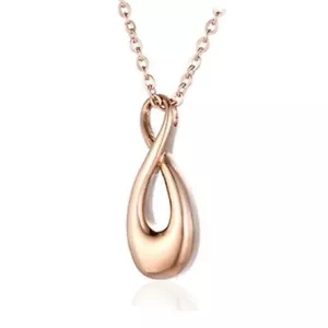 UNISEX ANHÄNGER UNENDLICH EDELSTAHL GOLD ROSE FARBEN MIT KETTE URNE ASCHE - Bild 1 von 3