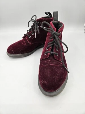 Botas femininas Dr Martens Lana veludo vermelho casual biqueira redonda tamanho 7 - Imagem 1 de 4