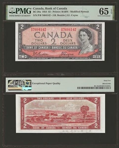 CANADA 2 Dollars 1954, BC-38a Beattie / Coyne, PMG 65 EPQ Gem UNC, QEII Modified - Picture 1 of 1