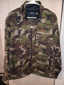 Pullover POLO RALPH LAUREN Camuflaje Media Cremallera Para Hombre L Rojo Poni 100% Poliéster - Imagen 1 de 10