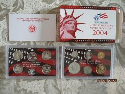 2004 U.S. Silver Proof Set – 10 Coins w/ Original Box & COA OGP - Image 1 of 2