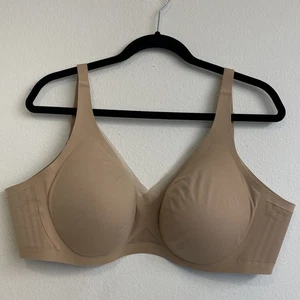 Honeylove Crossover Wireless Bra Size 40 C/D Nude Removable Pads Mesh Comfy Sexy - Picture 1 of 12