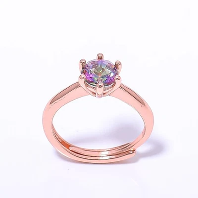 Mystic Topaz Silver Plated Jewelry Rose Gold Plated Ring s.Adjst RC7381-6 - Image 1 of 4