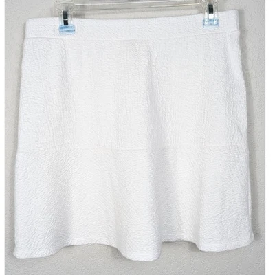 Michael Kors White Textured Flounce Skirt Womens Size 10 Pull On Ruffle - Image 1 of 4