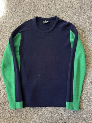 Suéter Demetre De Colección Esquí L Para Hombre Años 80 Verde Azul Lana Tejido Rayas Hecho en EE. UU. Foto 1 de 4