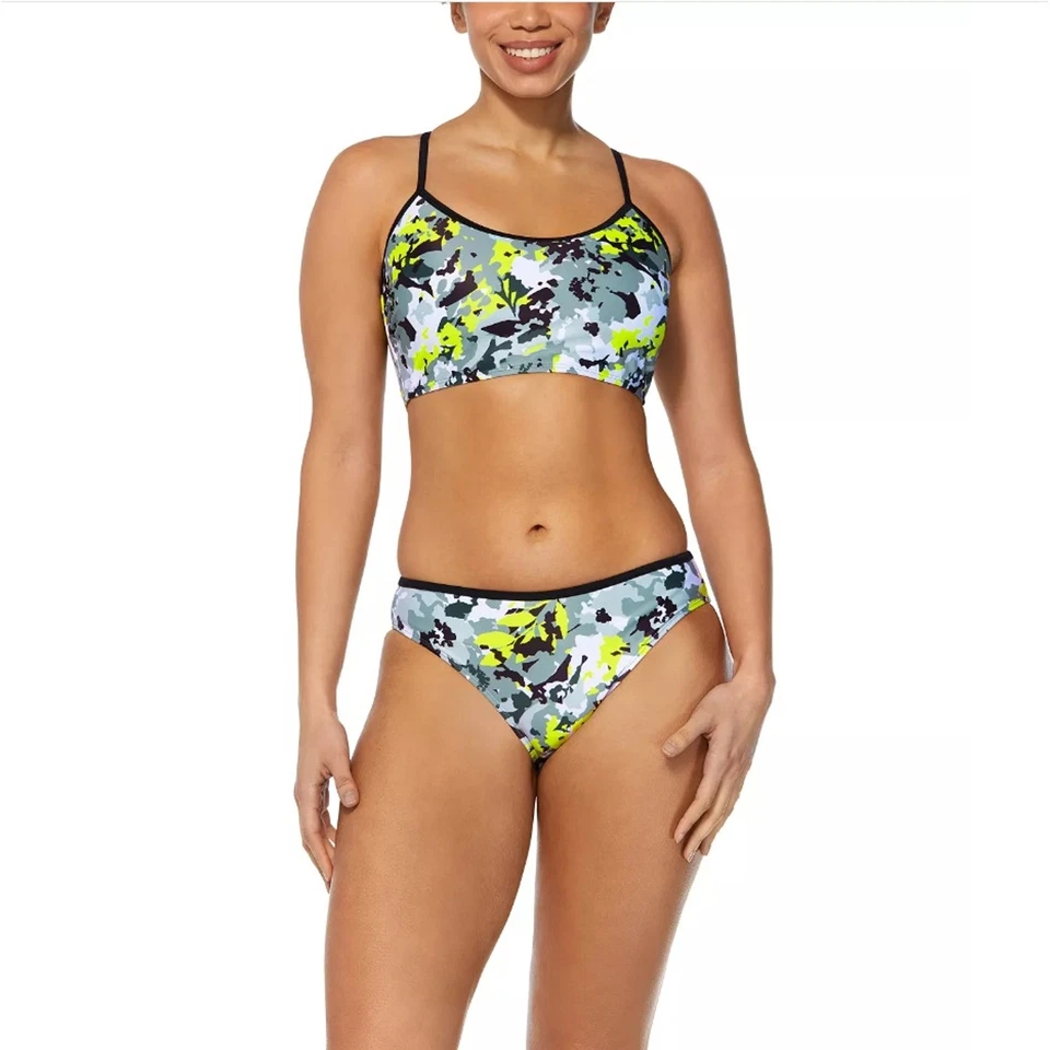 Bikini Bralette deportivo estampado de píxeles Reebok para mujer Top/Inferior Traje de baño Talla XL Foto 1 de 4
