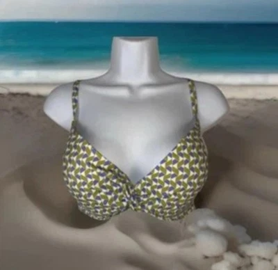 NWT 38 D Shade & Shore Bikini Swim Top Green & Purple Women's Lined Padded - Image 1 of 4