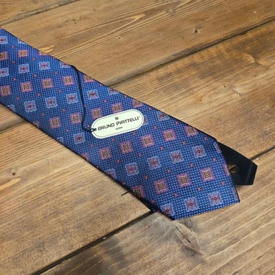Corbata para hombre Bruno Piattelli azul longitud clásica 100 % seda diseñador Foto 1 de 4