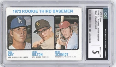 1973 Rookie Third Basemen #615 Topps Cey / Hilton / Schmidt CGC EXCELLENT 5 !! - Image 1 of 2