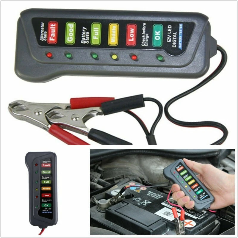 Mini Portable Car 12V Battery Tester Condition Kit With 6LED Digital Indication - Image 1 of 4