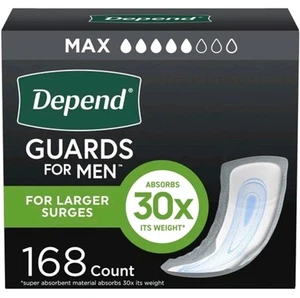 Depend Incontinence Guards/Bladder Control Pads for Men, Maximum Absorbency, 168 - Picture 1 of 2