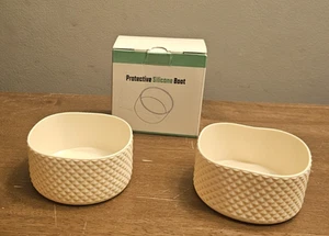 2 White Silicone Boot For Water Bottle Anti-Slip Bottom Protective Sleeve Cover - Picture 1 of 3