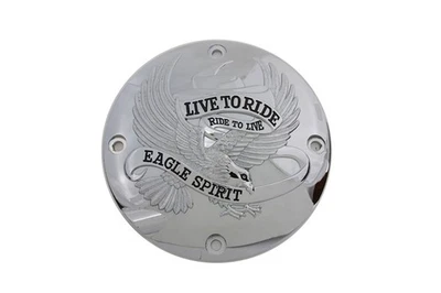 V-Twin 42-0951 Chrome Live to Ride Eagle Spirit Derby Cover for 94-03 Sportster - Image 1 of 2