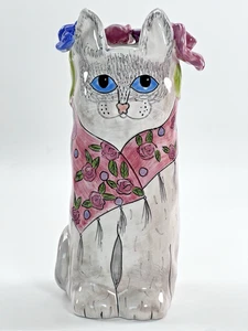 Ganz Bella Casa GRANNY CAT 10" Ceramic Flower Vase (c)Susan Paley-Signed Design - Picture 1 of 21
