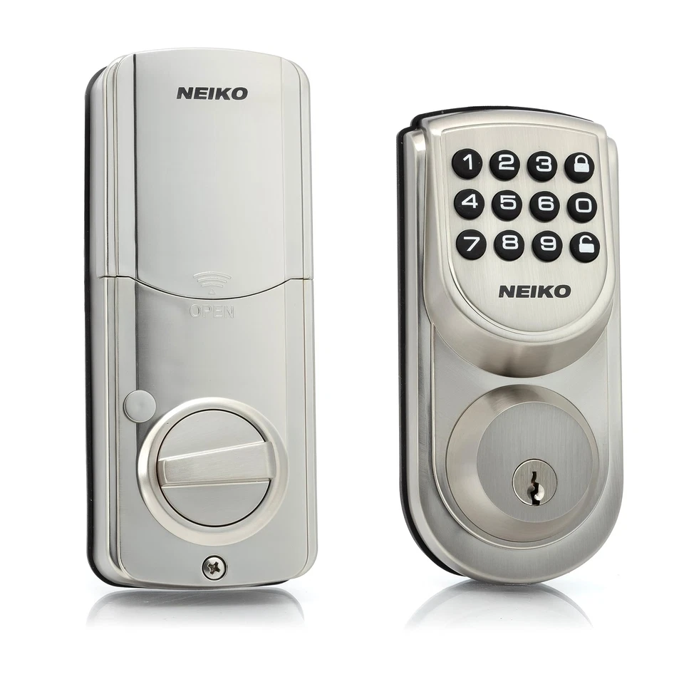 52909A Keyless Electronic Deadbolt Door Lock, Brushed Silver, Battery Powered... Foto 1 de 1