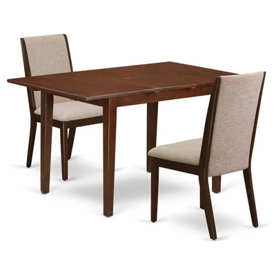 Juego de comedor East West Furniture Norfolk de madera de 3 piezas en caoba/tostado claro Foto 1 de 4