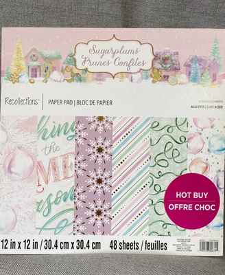 Recollections Sugarplums Paper Pad 12x12 Cardstock Scrapbooking Pastel Pink Purp - Image 1 of 4
