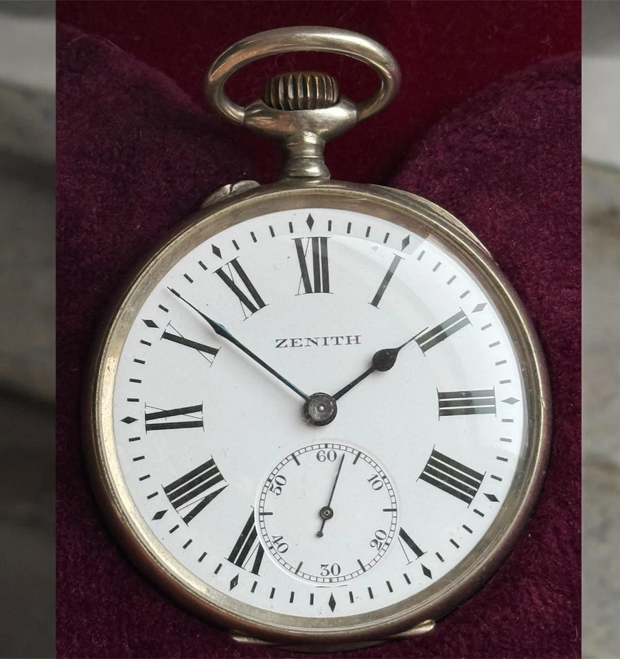 Antiguo Reloj de Bolsillo ZENITH Mecánico Gran Premio Suizo Plata Opan Face Caja Antiguo Foto 1 de 4