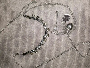 Charmante Charlie's Doppel Halskette Strass silberfarben USA VERKÄUFER - Bild 1 von 2