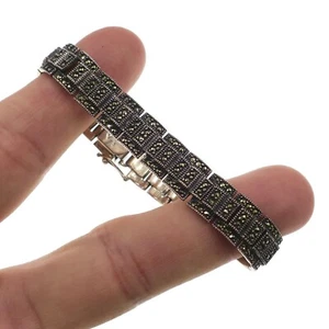 Judith Jack Sterling Silver Marcasite Link Bracelet 7 inches Long - Picture 1 of 3