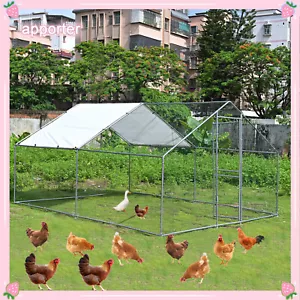 Chicken Run 13FT Walk in Coop for Poultry Dog Rabbit Hen Cage Pen Metal Door USA - Picture 1 of 7