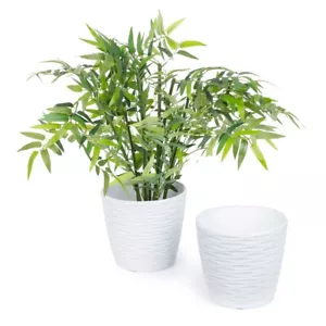 LIVIVO Round Plastic Plant Pot for Garden/Indoor, Flowerpot Decor in Wave Design - Picture 1 of 21