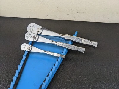 #ax117 Armstrong Tools USA 1/4" 3/8" 1/2" Drive Ratchet Set  Made In USA GMTK - Image 1 of 4