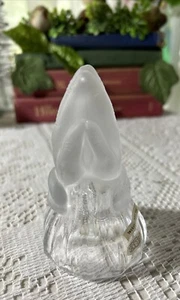 Vintage Emson Frosted Glass 24% Lead Crystal Bell Praying Hands 4” X 2.5" EUC - Picture 1 of 7