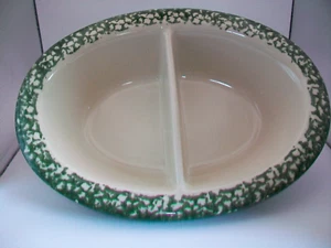 TALLERES GERALD E. HENN ESPONJA VERDE OVALADO DIVIDIDO CUENCO VEGETAL 12" VITRIFICADO - Imagen 1 de 9