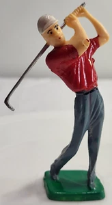 Vintage Swinging Golf Man Cake Topper Figure Hong Kong Wilton? Red Gray White - Picture 1 of 8