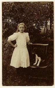 PORTRAIT OF A GIRL AND HER PUPPY - Picture 1 of 3