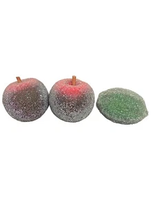 Vintage MCM Faux Fruit Jeweled Beaded Retro Set Of 3, (2 apples 1 lime) - Picture 1 of 8