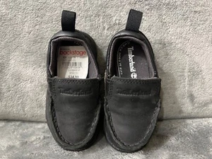 NEW Timberland Loafers Baby Boy Size US 4.5 Black Leather - Picture 1 of 5