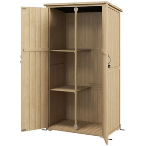 Wooden Outdoor Storage Cabinet Garden Shed with Waterproof Asphalt Roof Lockable - Picture 1 of 9