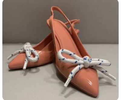 Burberry Women's "FINK" Pink Patent Leather Slingback Pumps Shoes  38 $690.00 - Imagem 1 de 4