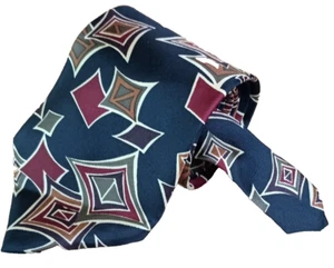 Damon Men's 3.75x63 Necktie All Silk Blue Diamond Tie Made USA Vintage - Picture 1 of 22