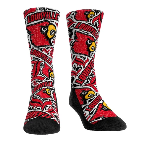 NEW! Rock Em Socks Louisville Cardinals Crew Socks Cover