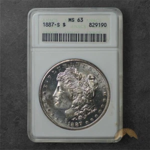 1887-S Morgan Silver Dollar $1 - ANACS MS63 - Old Holder - San Francisco  - Picture 1 of 2