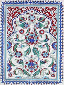 Panel de cerámica mural/mosaico de azulejos de flores de patrón árabe - mosaico de azulejos árabes - Imagen 1 de 4