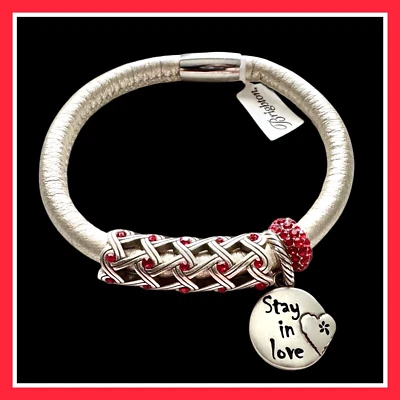 Pulsera BRIGHTON Champagne Woodstock Charm Stay In Love Charm Talla 8.25" Nueva con Etiquetas Foto 1 de 4