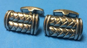 SCOTT KAY -- RARE STERLING SILVER WEAVE CUFFLINKS  (20.1 grams) -- $350 RETAIL - Picture 1 of 10