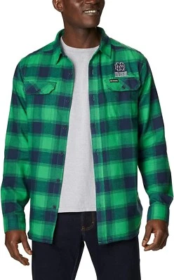 全新 全新带标签 65 美元 Columbia NOTRE DAME FIGHTING 爱尔兰闪光枪 法兰绒衬衫 男式 S — 第 1/4 张图片