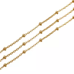 10m 304 Stainless Steel Cable Chains Necklace With Spool Rondelle Beads Golden - Picture 1 of 11
