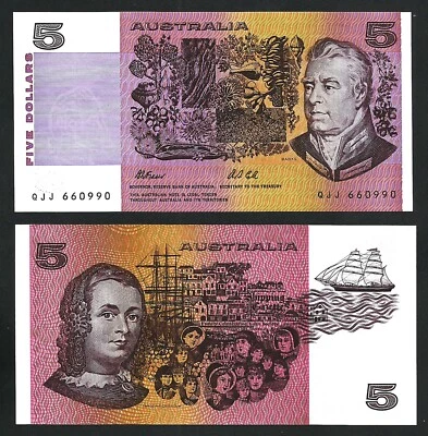 Australia 5 Dollars 1991, UNC, P-44g, Sign Fraser - Cole - Image 1 of 3