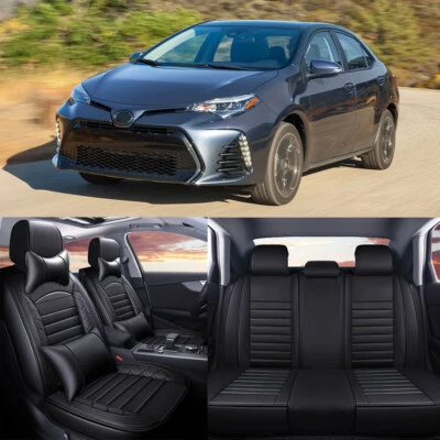 Capa de assento de carro couro 5 lugares conjunto almofada dianteira traseira A+ para Toyota Corolla Camry - Imagem 1 de 4